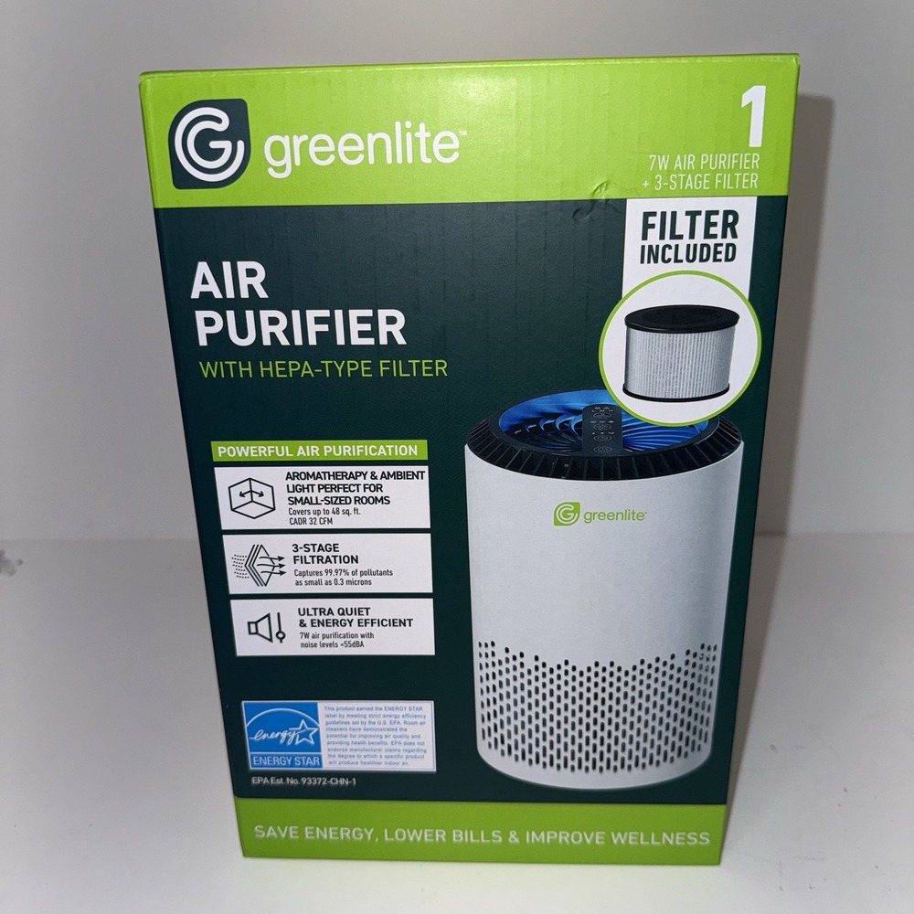Greenlite 7W Air Purifier HEPA-Type Filter Aromatherapy Pet Dander Pollen Dust